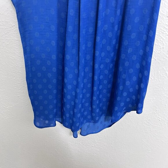 Anthropologie Maeve Royal Blue Clovis Pleated Dot Top Sleeveless Blouse Size 0 - Picture 4 of 12